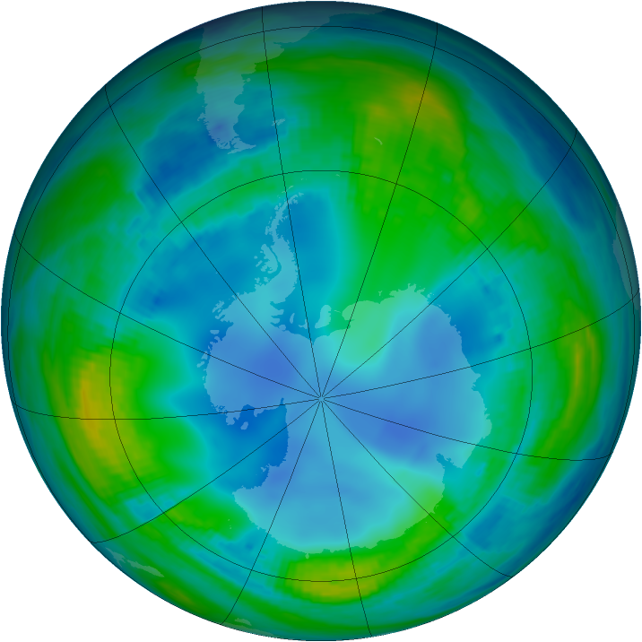 Antarctic ozone map for 18 May 1987